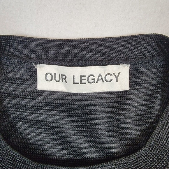 OUR LEGACY Knitted Cropped T-Shirt Women's Sz 38 Small Black Performance Poly - Picture 2 of 10